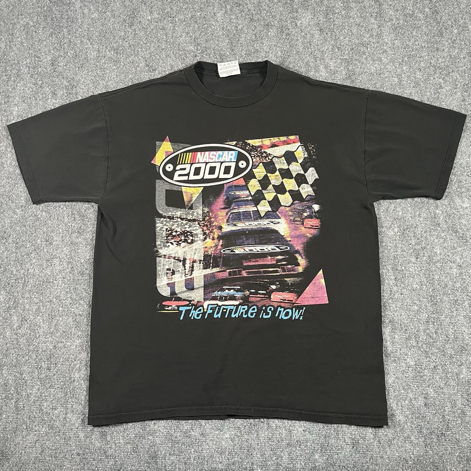 Vintage Nascar Shirt Mens Large Black Two Sided Graphic Print Racing Winston Cup